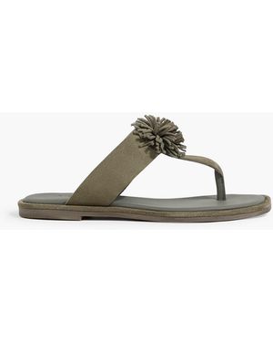 Iris & Ink Grace Pompom-embellished Suede Sandals - Green