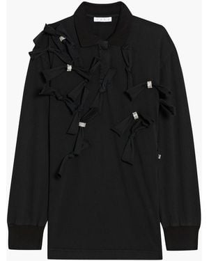 Area Embellished Cotton-Jersey Polo Shirt - Black