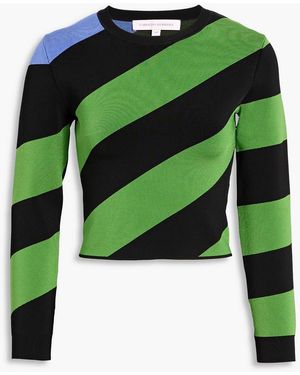 Carolina Herrera Striped Stretch-Knit Top - Green