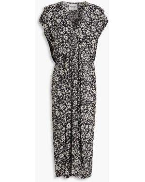 Isabel Marant Epolia Draped Printed Crepe Midi Dress - Grey