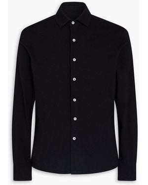 Frescobol Carioca Marcio Cotton And Linen-Blend Jersey Shirt - Black