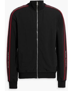 McQueen Logo-Print Jacquard-Trimmed Knitted Track Jacket - Black
