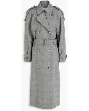 Zimmermann Belted Prince Of Wales Checked Wool-Blend Trench Coat - Grey