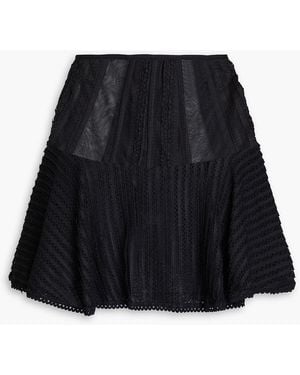 Charo Ruiz Hamaty Tulle-Trimmed Lace Mini Skirt - Black