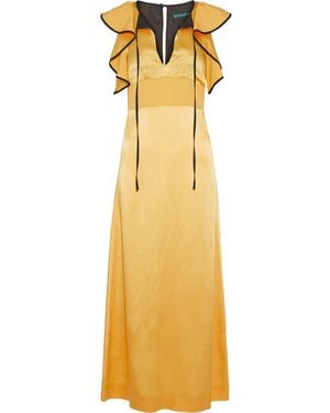 ALEXACHUNG Ruffled Satin-crepe Midi Dress - Yellow