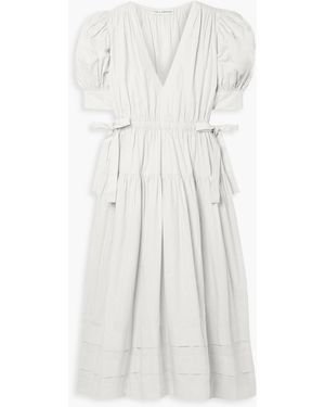 Ulla Johnson Imani Gathered Washed Cotton-Poplin Midi Dress - White