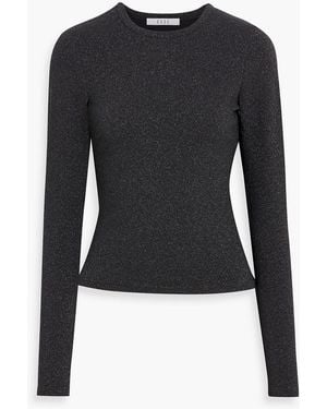 Esse Studios Metallic Stretch-Knit Top - Black