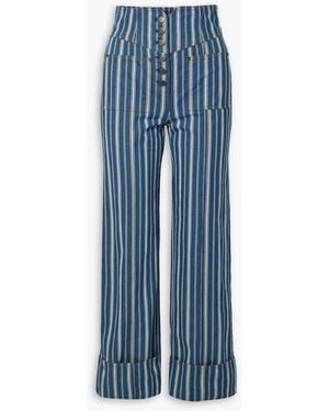 Ulla Johnson Marlowe Striped High-rise Straight-leg Jeans - Blue