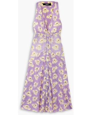 Versace Belted Floral-print Silk-blend Georgette Midi Dress - Pink
