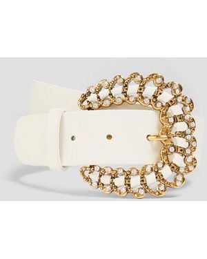 Maje Crystal-Embellished Leather Belt - Metallic