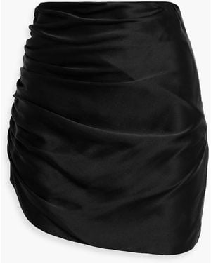 The Sei Ruched Silk-Satin Mini Skirt - Black