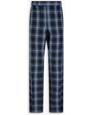 Thom Browne Checked Wool And Linen-Blend Suit Pants - Blue