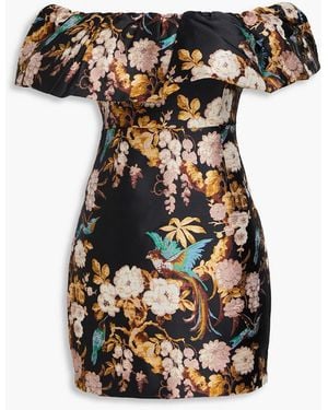 Cara Cara Vera Off-the-shoulder Jacquard Mini Dress - Black