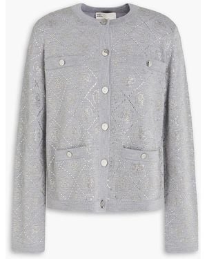 Tory Burch Cardigan "kendra" aus merinowolle mit verzierung - Grau
