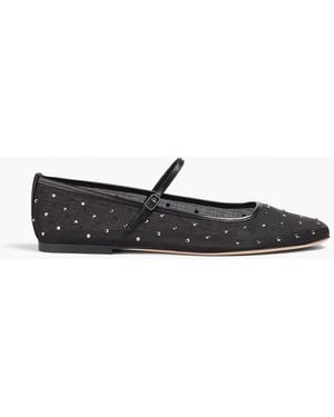 Veronica Beard Ellie Crystal-embellished Mesh Mary Jane Flats - Black