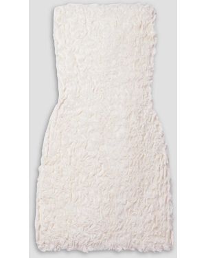 Interior Sonja Strapless Ruffled Linen And Stretch-jersey Mini Dress - Natural