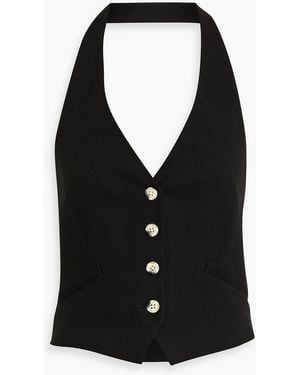 Veronica Beard Arabella Linen-Blend Twill Halterneck Vest - Black