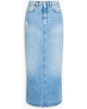 Acne Studios Distressed Denim Maxi Skirt - Blue