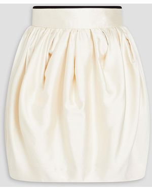 Zimmermann Grosgrain-trimmed Wool And Silk-blend Duchesse-satin Mini Skirt - Natural