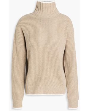 Sandro Ribbed Wool And Cashmere-Blend Turtleneck Sweater - Natural