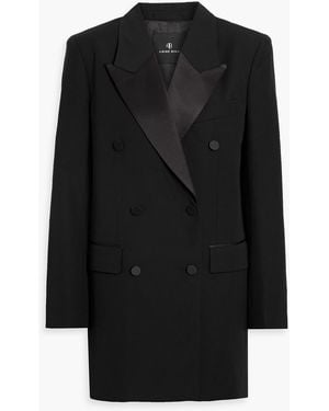 Anine Bing Ross Satin-Trimmed Wool Tuxedo Mini Dress - Black