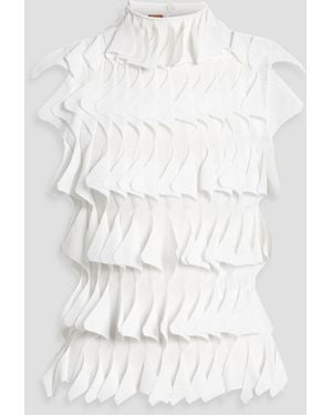 Missoni Ruffled Crochet-Knit Top - White