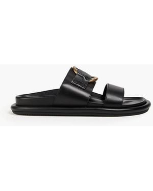 Moncler Belle Embellished Leather Sandals - Black