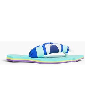 PUCCI Bow-Detailed Printed Twill Flip Flops - Blue