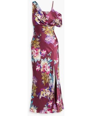 Nicholas Floral-print Hammered Silk-satin Maxi Dress