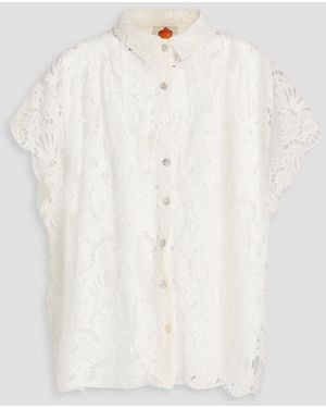FARM Rio Broderie Anglaise Cotton Shirt - White