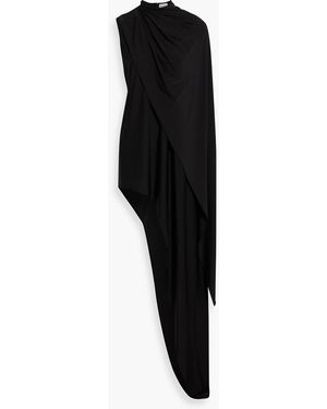Magda Butrym Asymmetric Draped Stretch-Jersey Dress - Black