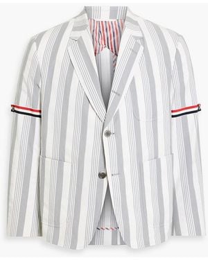 Thom Browne Striped Cotton Blazer - White