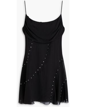 Alessandra Rich Crystal-Embellished Silk-Georgette Mini Dress - Black
