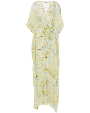 Diane von Furstenberg Belted Printed Silk-crepon Kaftan - White