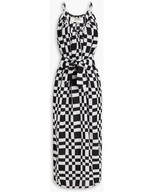 Mara Hoffman Checked Cotton And Tm-blend Gauze Midi Dress - White