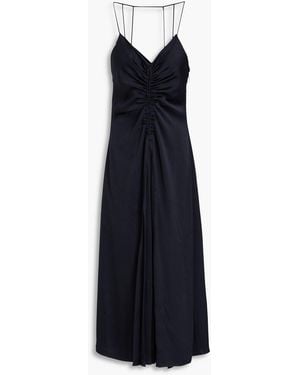 Sandro Ruched Satin-Twill Maxi Dress - Blue