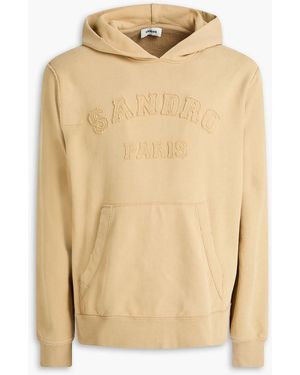 Sandro Embroidered French Cotton-Terry Hoodie - Natural