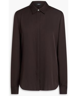 Theory Silk Crepe De Chine Shirt - Brown