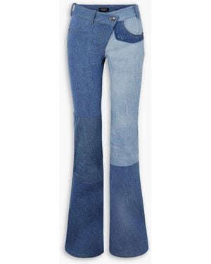 A.W.A.K.E. MODE Patchwork Low-rise Flared Jeans - Blue