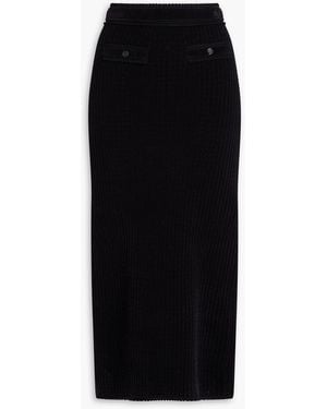 Sandro Pointelle-Knit Midi Pencil Skirt - Black