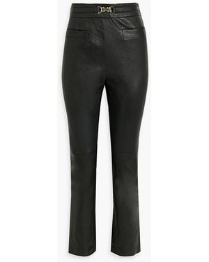 10 Crosby Derek Lam Fia Belted Leather Slim-leg Pants - Black