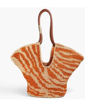 Zimmermann Leather And Raffia Tote - Orange