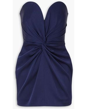 Alex Perry Kord Strapless Twist-front Satin-crepe Mini Dress - Blue