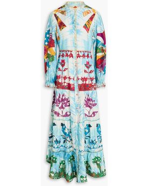 FARM Rio Printed Cotton-twill Midi Dress - Blue