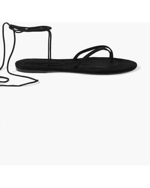 Porte & Paire Suede Sandals - Black