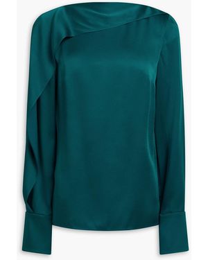 Erdem Draped Satin-Crepe Top - Green