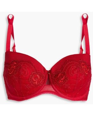 Lise Charmel Tellement Glamour Embroide Stretch-tulle Underwi Bra - Red