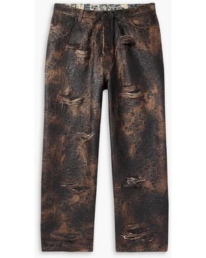 Acne Studios Wide-Leg Distressed Coated Jeans - Gray