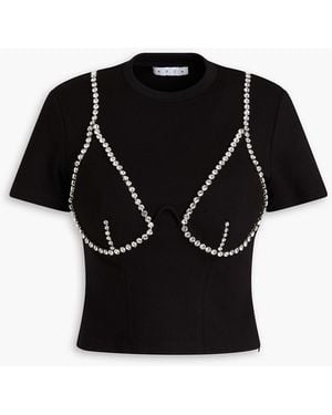 Area Crystal-embellished Jersey Top - Black
