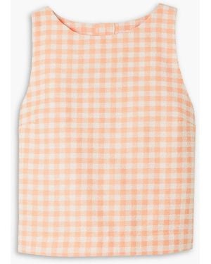 Lisa Marie Fernandez Cropped Gingham Cotton-blend Bouclé Top - Pink